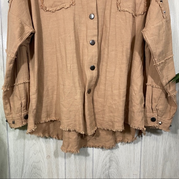 NEW Davi & Dani Studded Fringe Shirt Lightweight Layer Shacket Boho size S Small - Picture 5 of 12